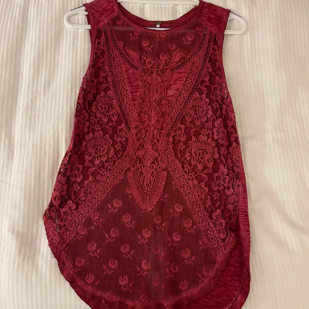 Red Free People Lace Tank Size XS